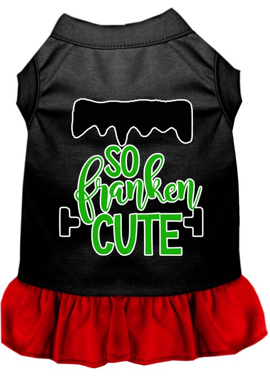 So Franken Cute Screen Print Dog Dress Black with Red XS